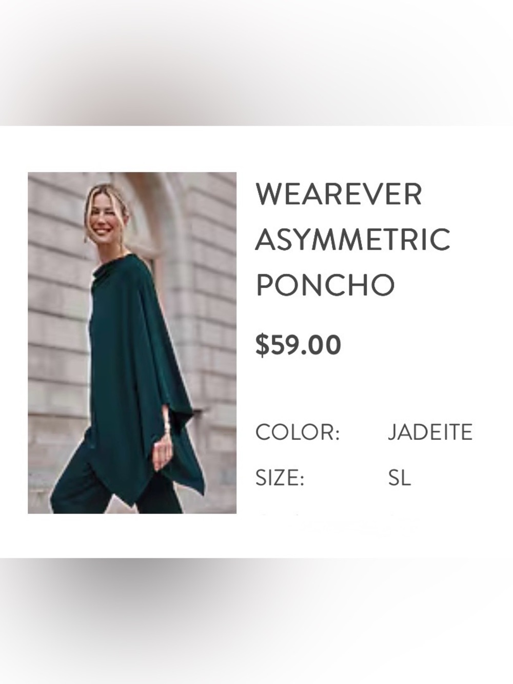NWOT J.Jill Asymmetric Poncho